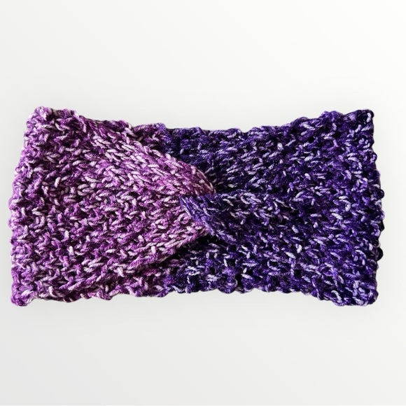 Handmade‎ Purple Twisted Knitted Headband - Picture 1 of 3